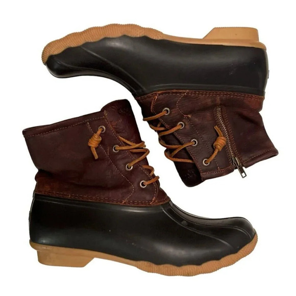 Sperry Saltwater Duck Boot Tan/Dark Brown Size 10 Water Resistance Women’s - Picture 8 of 10